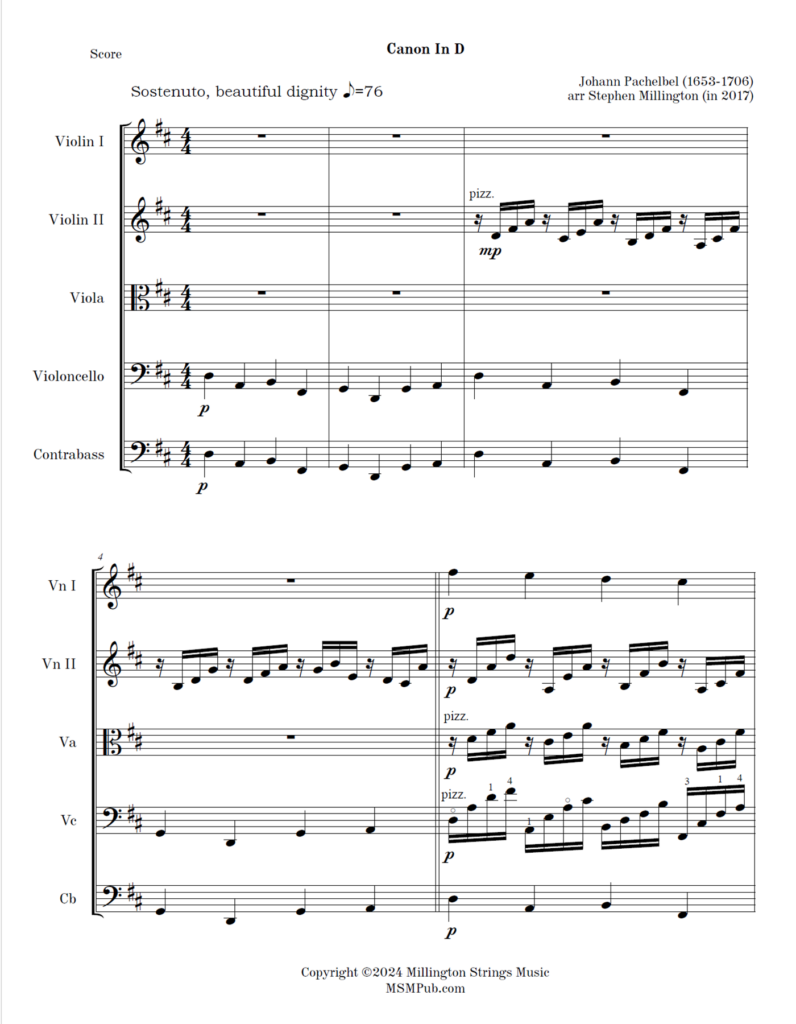 Publishing Music Score: Canon in D