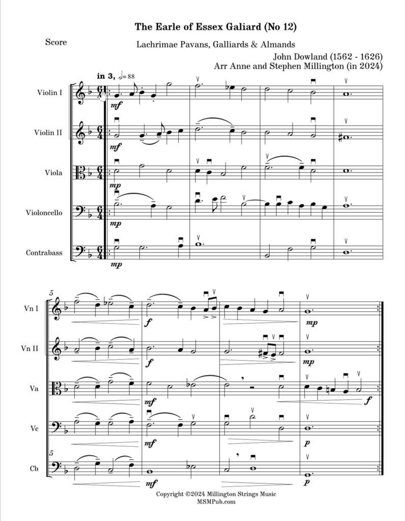 Publishing Music Score: Earl of Essex