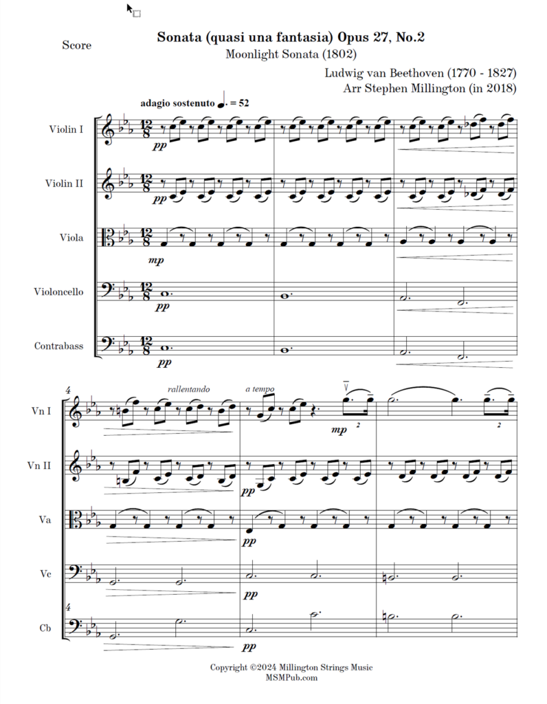 Publishing Music Score: Moonlight Sonata