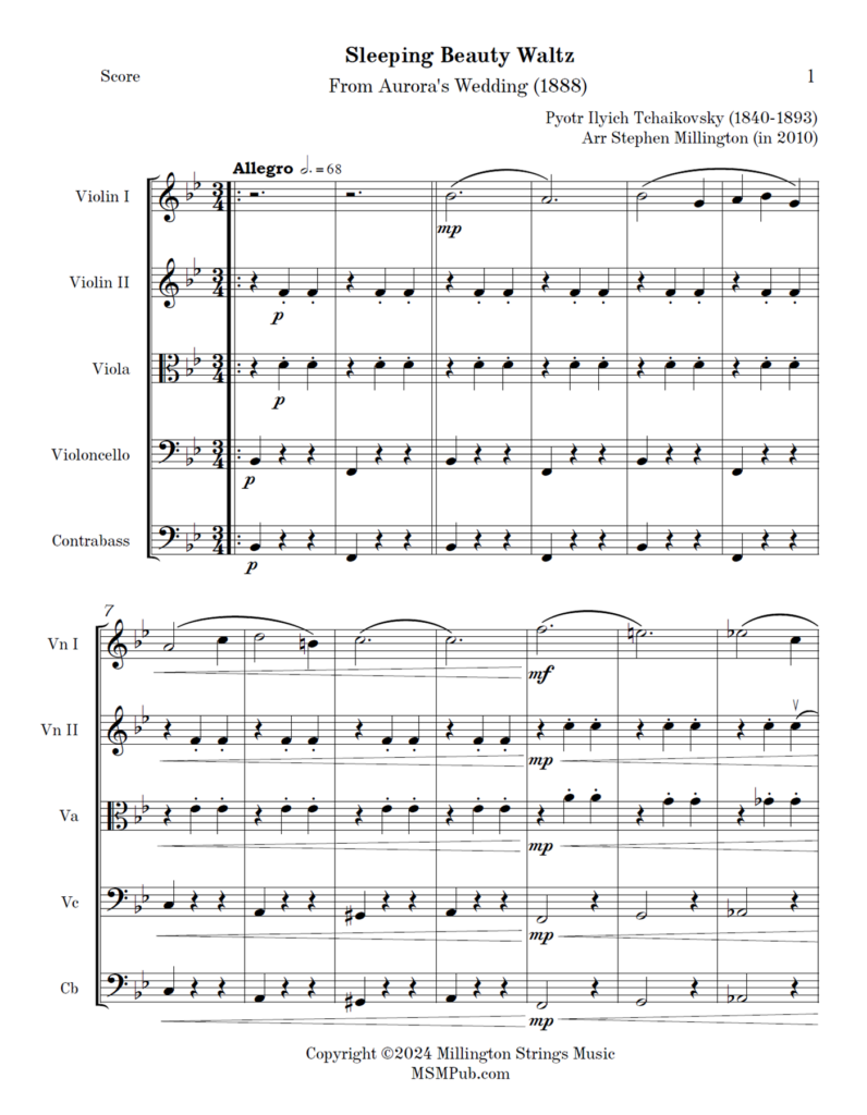 Publishing Music Score: Sleeping Beauty Waltz